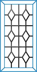 Everest conservatory window with diamond patterned black metal grid