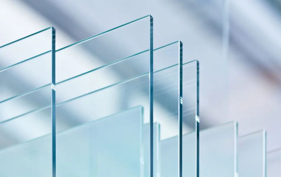 Stacked clear glass panels