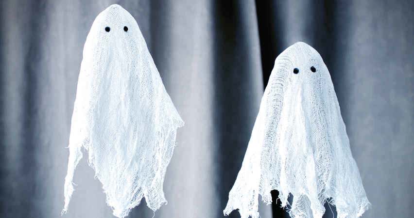 Halloween door decorations - cheesecloth ghosts