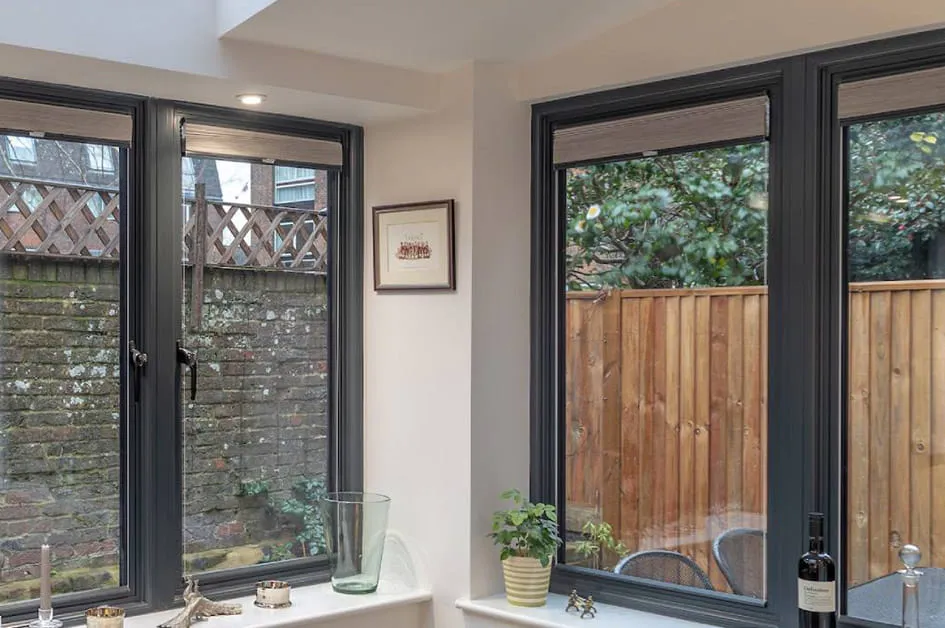 Everest conservatory windows with dark grey frames