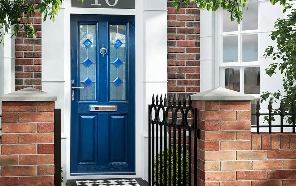 Everest blue door with diamond glass