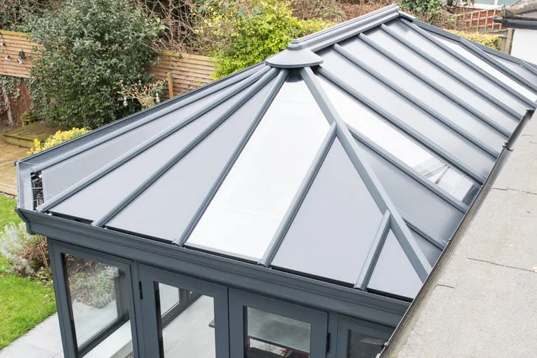 Grey Everest conservatory roof with panels
