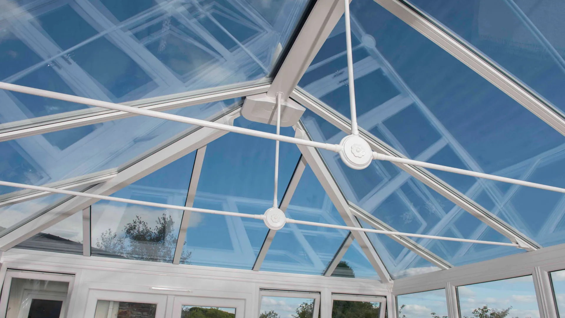 Everest conservatory white roof with glass panels