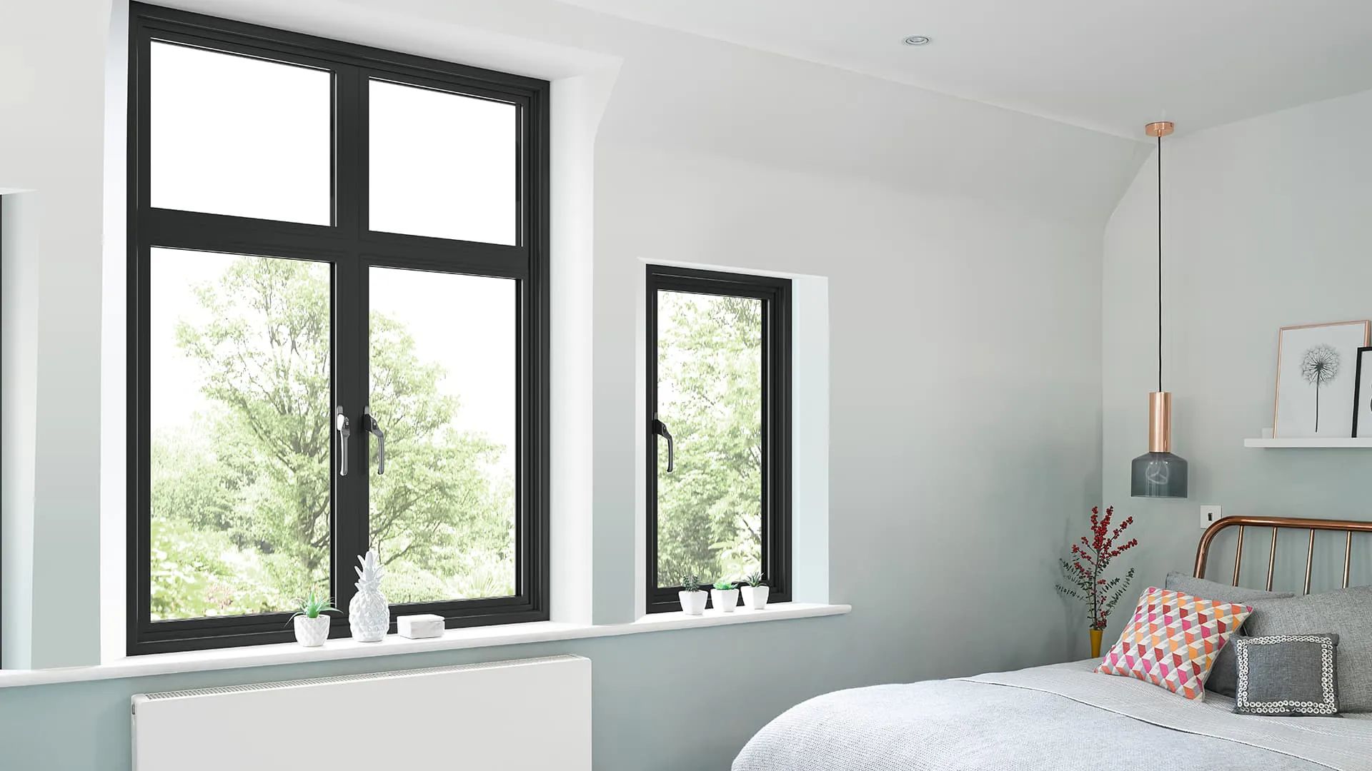 Everest black window in a light-grey room