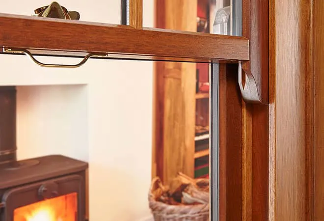 Everest conservatory window detail with wooden frame