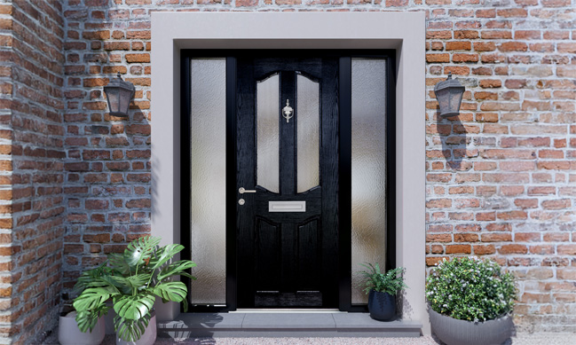 Everest black door with frosted glass panels