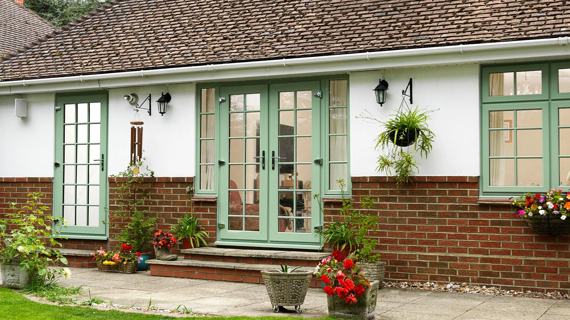 Everest conservatory sage green double doors