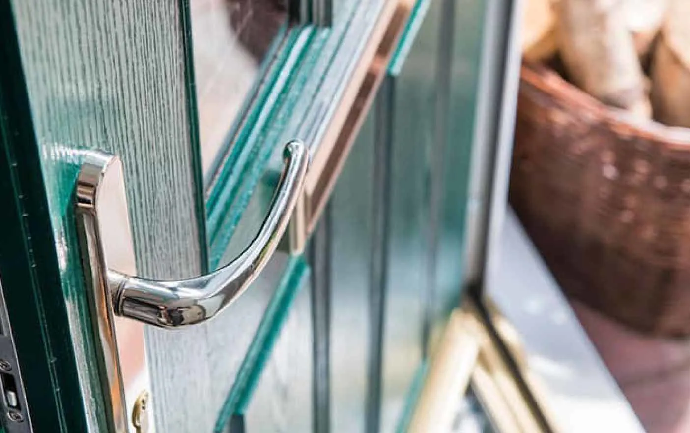 Everest conservatory door teal green with chrome handle