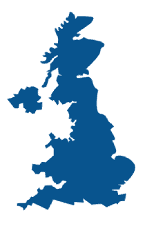 Map of the UK in dark blue on a olive green background