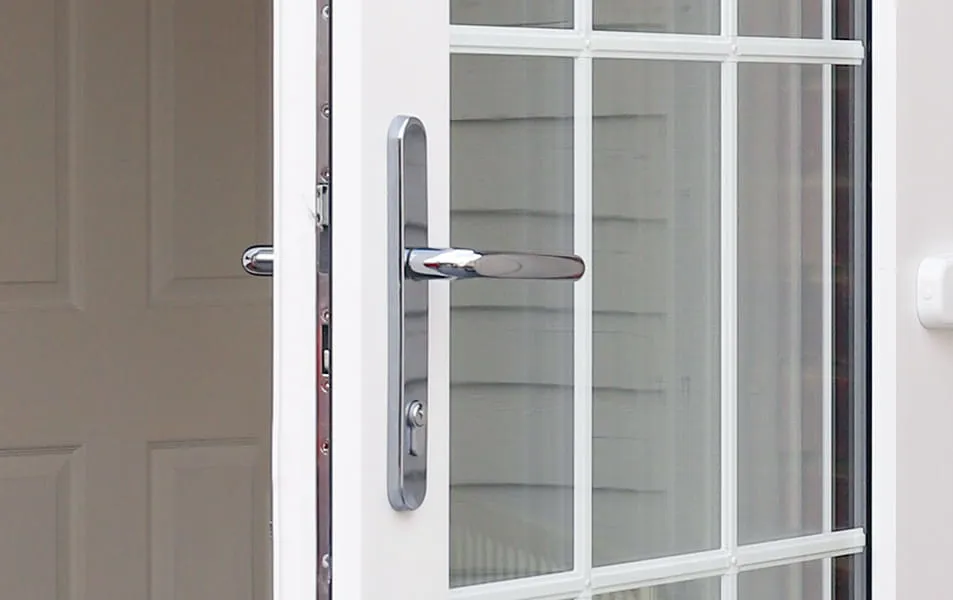 White Everest conservatory door with chrome handle