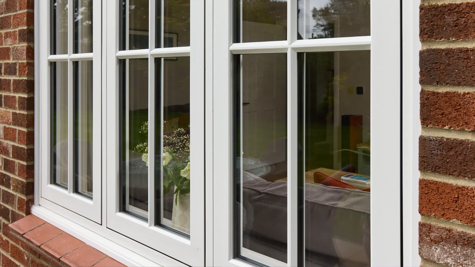 white upvc window with georgian bars