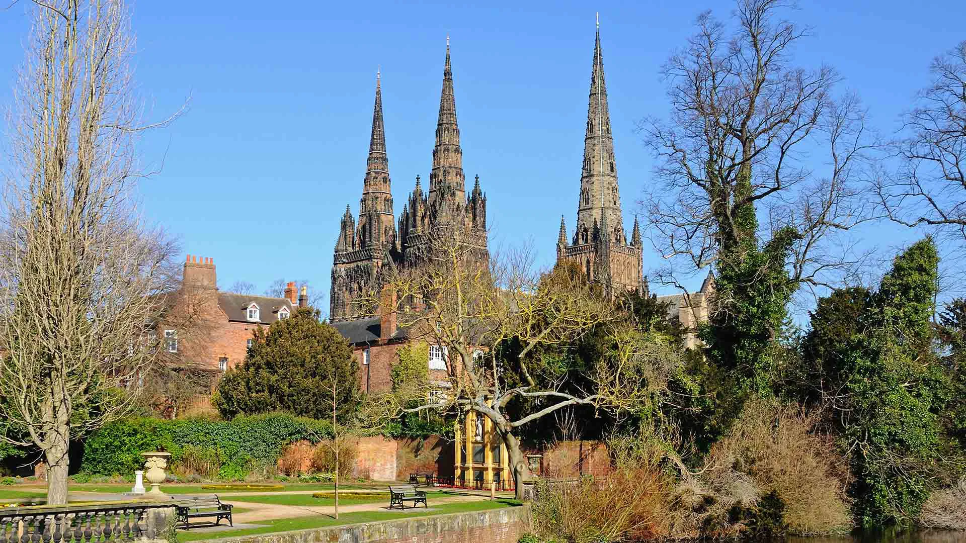 Everest cathedral with trees and gardens