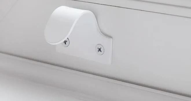 White window handle with screws