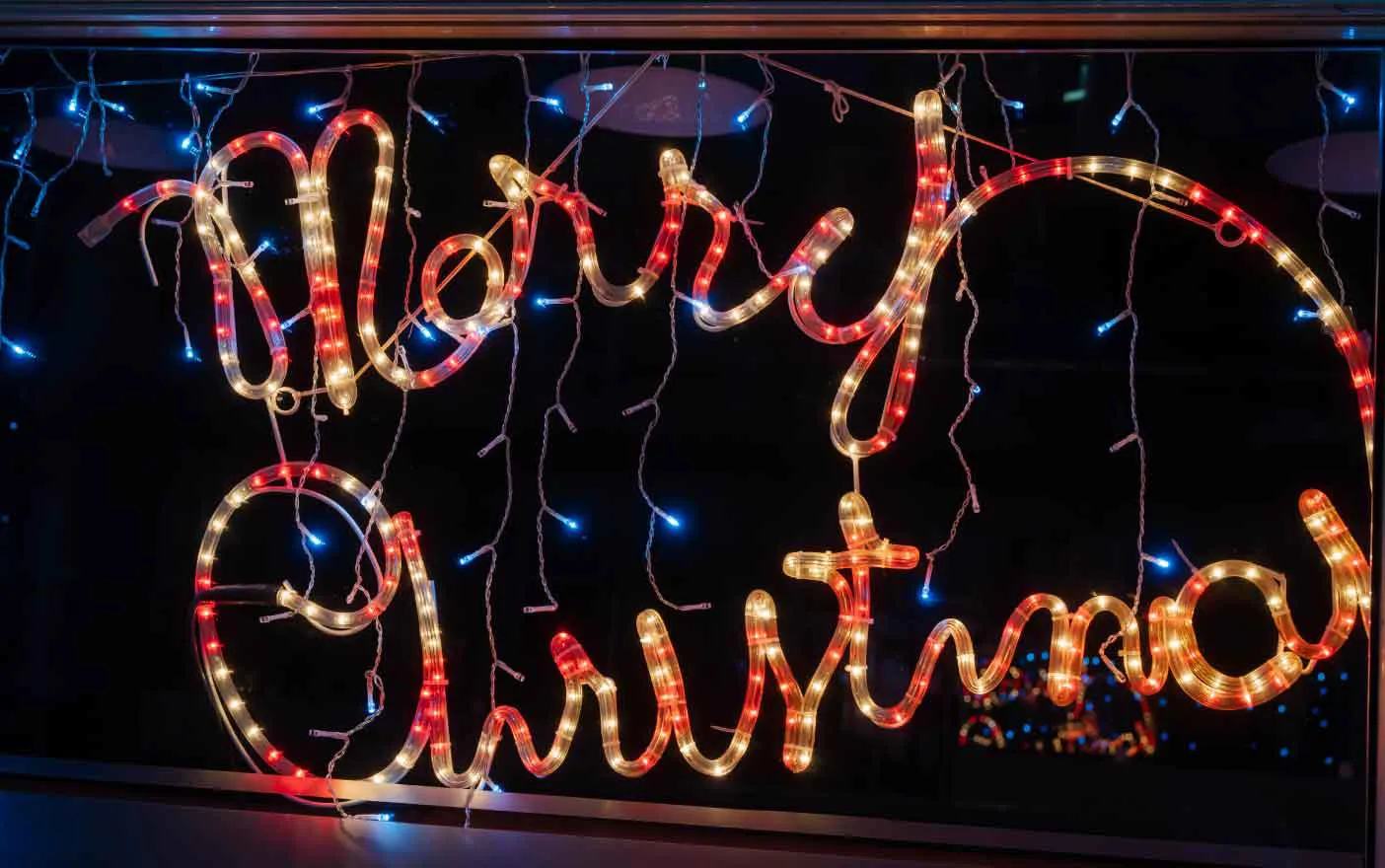 Merry Christmas lights red and yellow