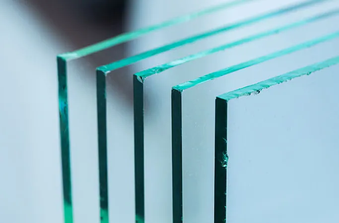 Stacked sheets of clear glass