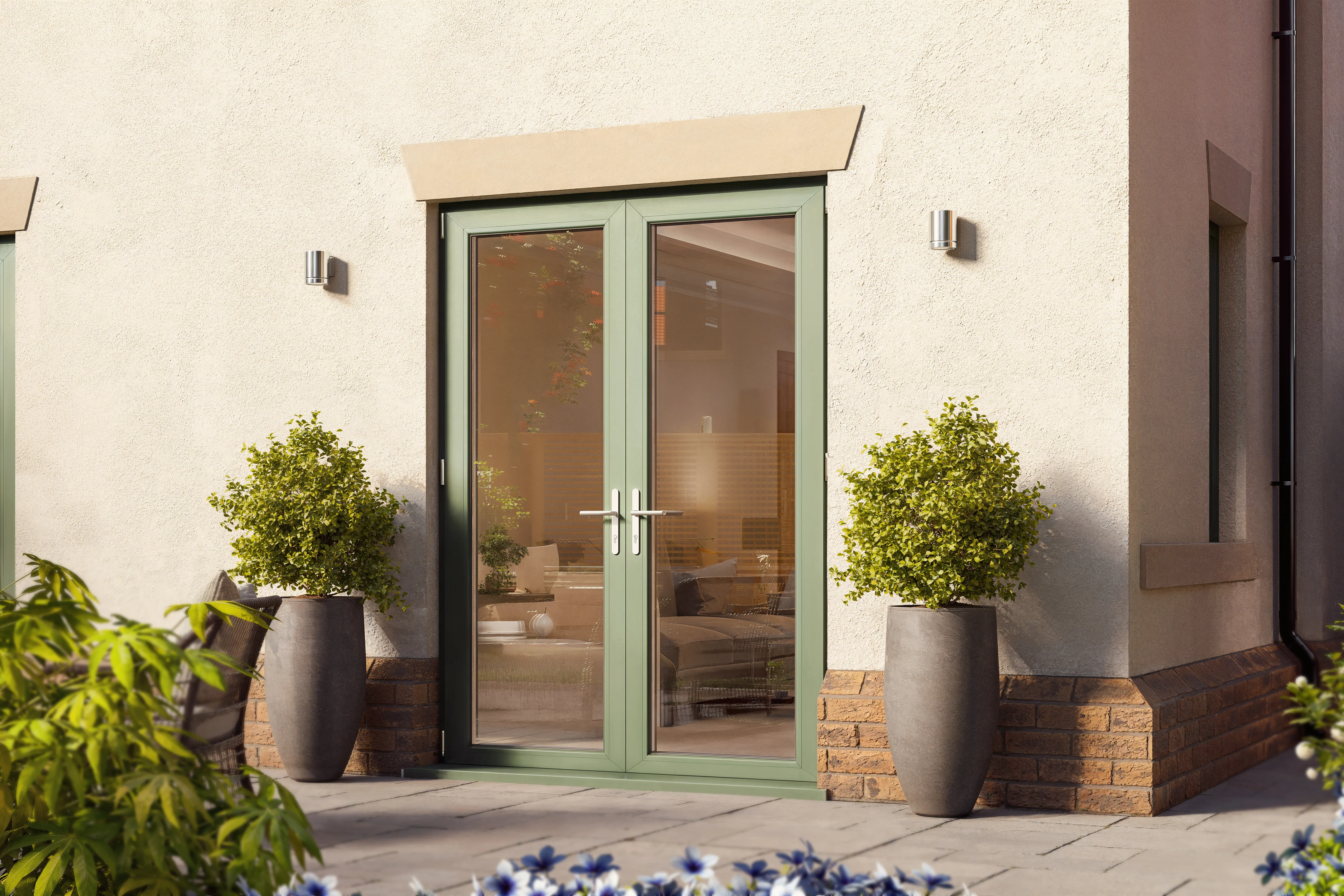 uPVC french door sage green