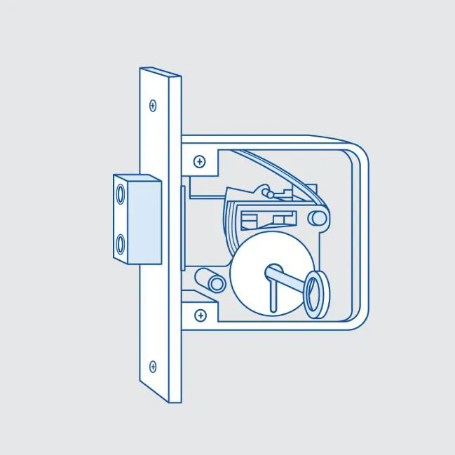 Detailed drawing of a door lock mechanism